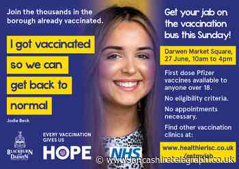 Over 18s urged to get vaccinated in Darwen Market Square