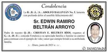 Condolencia: Sr. Edwin Ramiro Beltrán Arroyo - Periódico La Patria (Oruro - Bolivia)