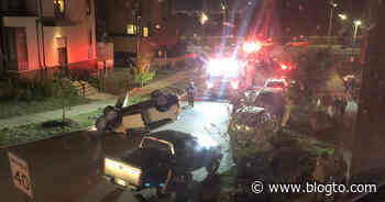 Car flips over in Toronto neighbourhood where people say speeding is a problem - blogTO