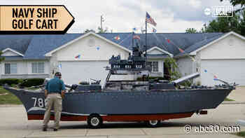 'Drivable navy destroyer' built on golf cart to honor veterans, raise money for charity