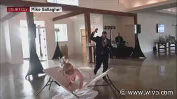 VIDEO: Bride jumps through table to "Shout Song"