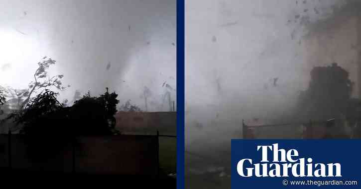 Man captures moment tornado hits his house in Czech Republic – video