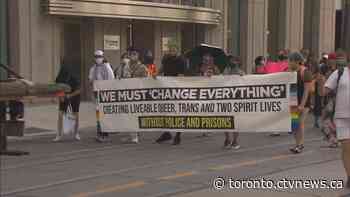 Pride rally calling for defunding of police held in downtown Toronto
