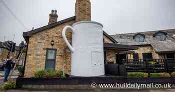 Pub bosses cause a stir over installation of 12-foot-high coffee mug