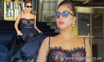 Lady Gaga looks divine in a duo of elegant dresses including stunning sheer number in New York City