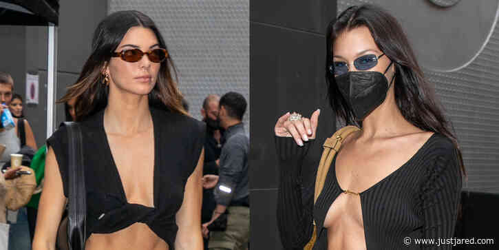 Kendall Jenner & Bella Hadid Bare Their Abs Arriving at Jacquemus' Fashion Show in Paris