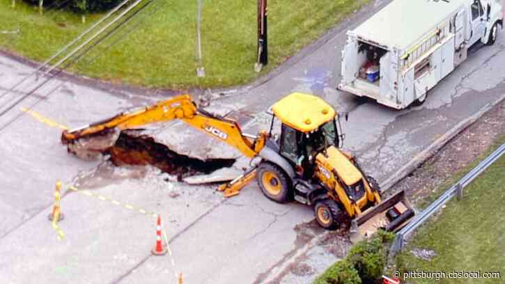 Road Crumbles After Water Main Break In Penn Hills
