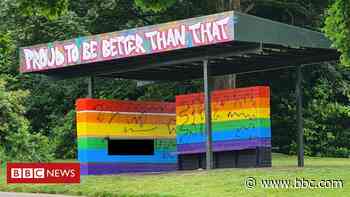 St Helens LGBTQ mural defaced with homophobic slur - BBC News