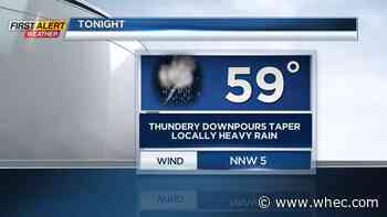 First Alert Weather: Thundery downpours slowly taper overnight