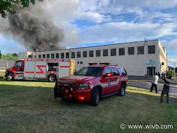 Two-alarm factory fire burning in Riverside
