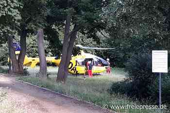 Hubschrauber landet im Reichenbacher Park des Friedens - Freie Presse