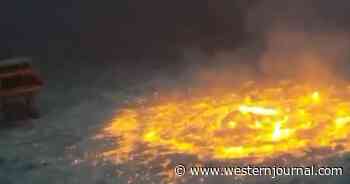 Major Industrial Accident Sets Ocean on Fire, Aerial Video Looks Like Something from a Movie