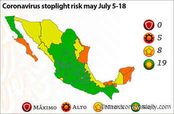 Coronavirus stoplight risk map remains unchanged Mexico News Daily · -1244m - Mexico News Daily