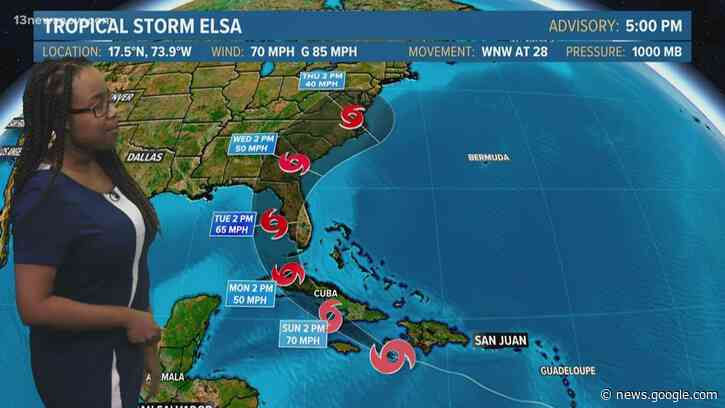 Tracking the Tropics: Tropical Storm Elsa forecast outlook for July 3, 2021 - 13News Now
