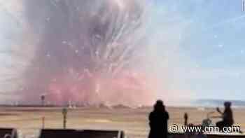 Fireworks display suddenly explodes during setup on crowded beach