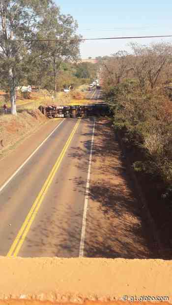 Carreta com laranjas tomba em rodovia na região de Ibitinga - G1