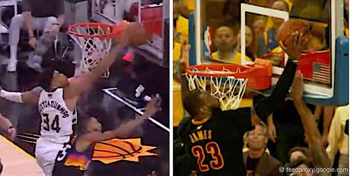 Giannis Antetokounmpo had an incredible chase-down block that looked almost identical to LeBron James' most famous play