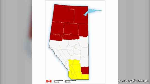 Severe thunderstorm warning and watches issued for southern Alberta