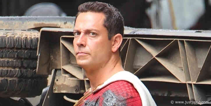 Zachary Levi Films New Action Scenes in a Cinged Suit For 'Shazam! Fury of the Gods!'
