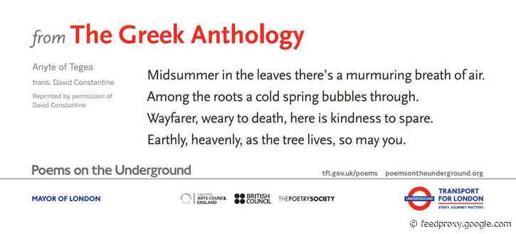 New summer poems on the London Underground/Overground