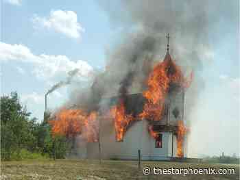 Former Catholic church northwest of Saskatoon burns to the ground