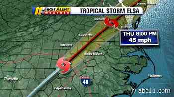 LIVE COVERAGE: Tropical Storm Elsa strengthens after passing over central North Carolina