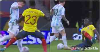 Davinson Sánchez fue a marcar a Messi: terminó en el suelo - Bitbol