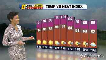 Elsa is out, heat and a few gusty storms are back in