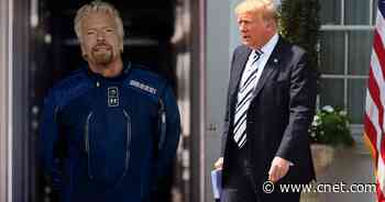 Branson blasts off this weekend, and Trump sues over censorship video     - CNET