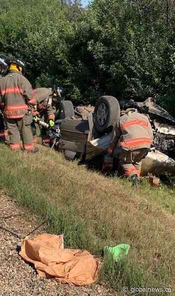 Person dead after vehicle rollover southwest of Saskatoon