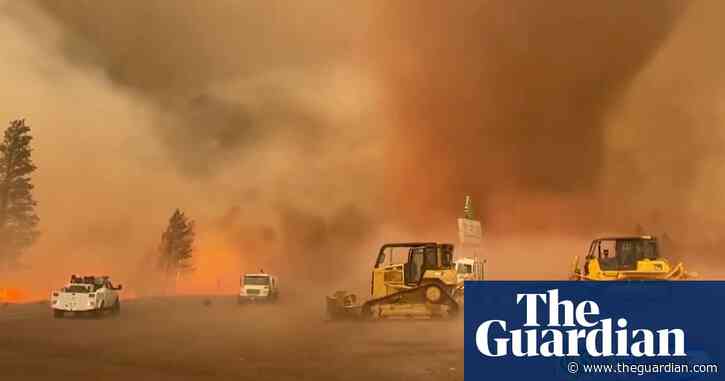 California: strong winds form fire tornado during Tennant blaze – video