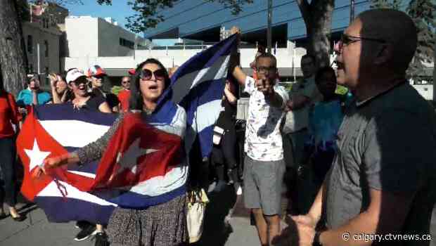 Cuban-Calgarians gather in show of solidarity for struggling homeland