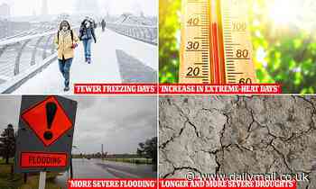 Number of 'extremely hot days' in UK could increase FOURFOLD if global temperature rises 7.2°F