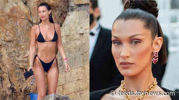 Bella Hadid sports tiny bikini during yacht outing with boyfriend Marc Kalman in Cannes