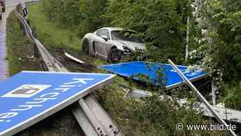 Bad Hersfeld: Insasse schwer verletzt: Porsche GT4 schleudert von A7 - BILD