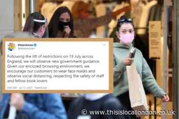 Waterstones will ask customers to wear face masks after July 19