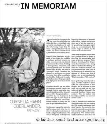 IN MEMORIAM: CORNELIA HAHN OBERLANDER - Landscape Architecture Magazine