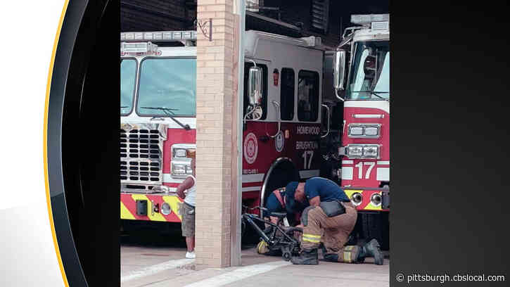 Pittsburgh Bureau Of Fire Firefighters Help Child Fix Bike