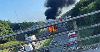 Lorry explodes in ball of flames in crash on motorway amid fears of casualties