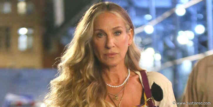 Sarah Jessica Parker Joins Cynthia Nixon & Kristin Davis for a Late Night on Set of 'And Just Like That'
