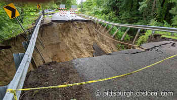 Flooded Creek Completely Washes Out Road In Mercer County