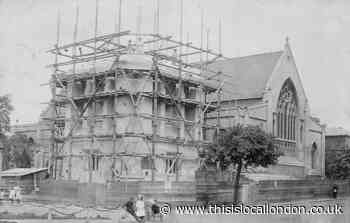 Snapshot in time of an Essex church tower under construction
