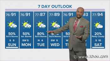 Houston forecast: Rain chances lowered, remains muggy Saturday night - KHOU.com