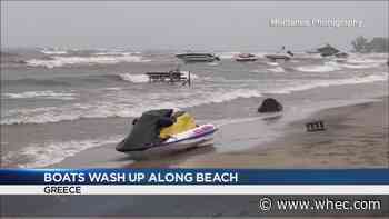 Lake Ontario waves knock boats and jet skis off hoists