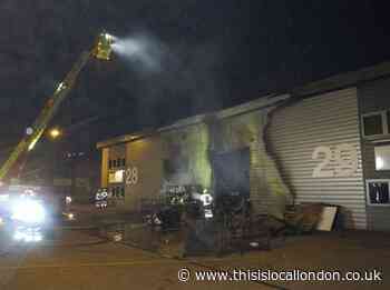 Firefighters tackle fire  in Armstrong Road, Woolwich