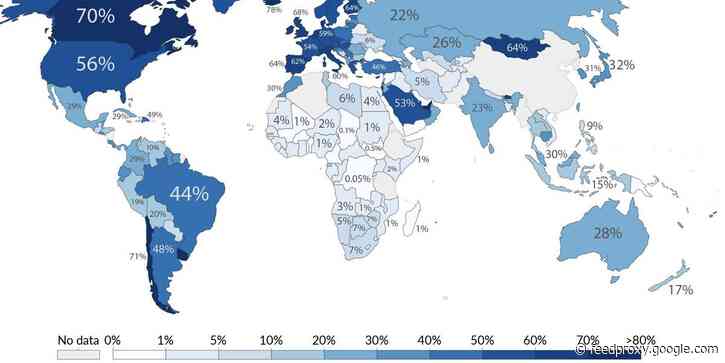 Striking map shows the vaccination divide between a few rich countries and the rest of the world