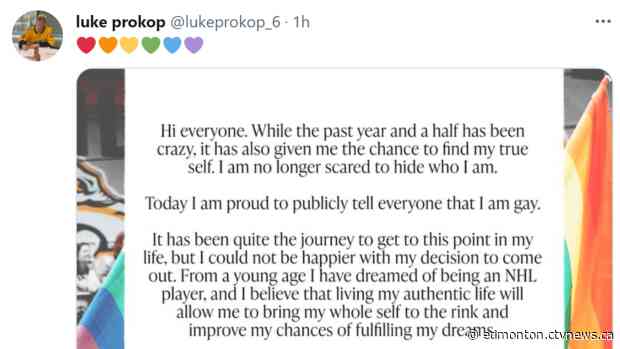 Edmonton-born NHL prospect Luke Prokop comes out as gay