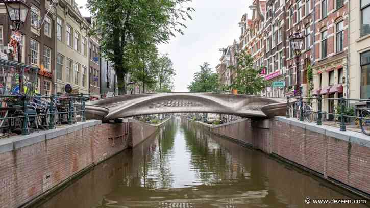 Joris Laarman's 3D-printed stainless steel bridge finally opens in Amsterdam