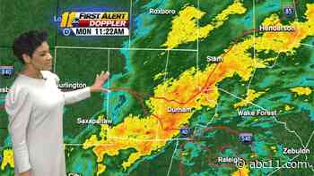 Showers & storms again Tuesday