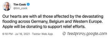 Apple donates to flood relief efforts in Western Europe